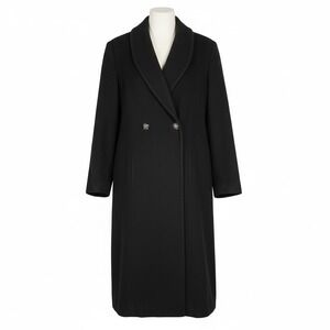 Vintage Kristen Blake Black Wool Long Coat Shawl Collar Double Breasted 14P